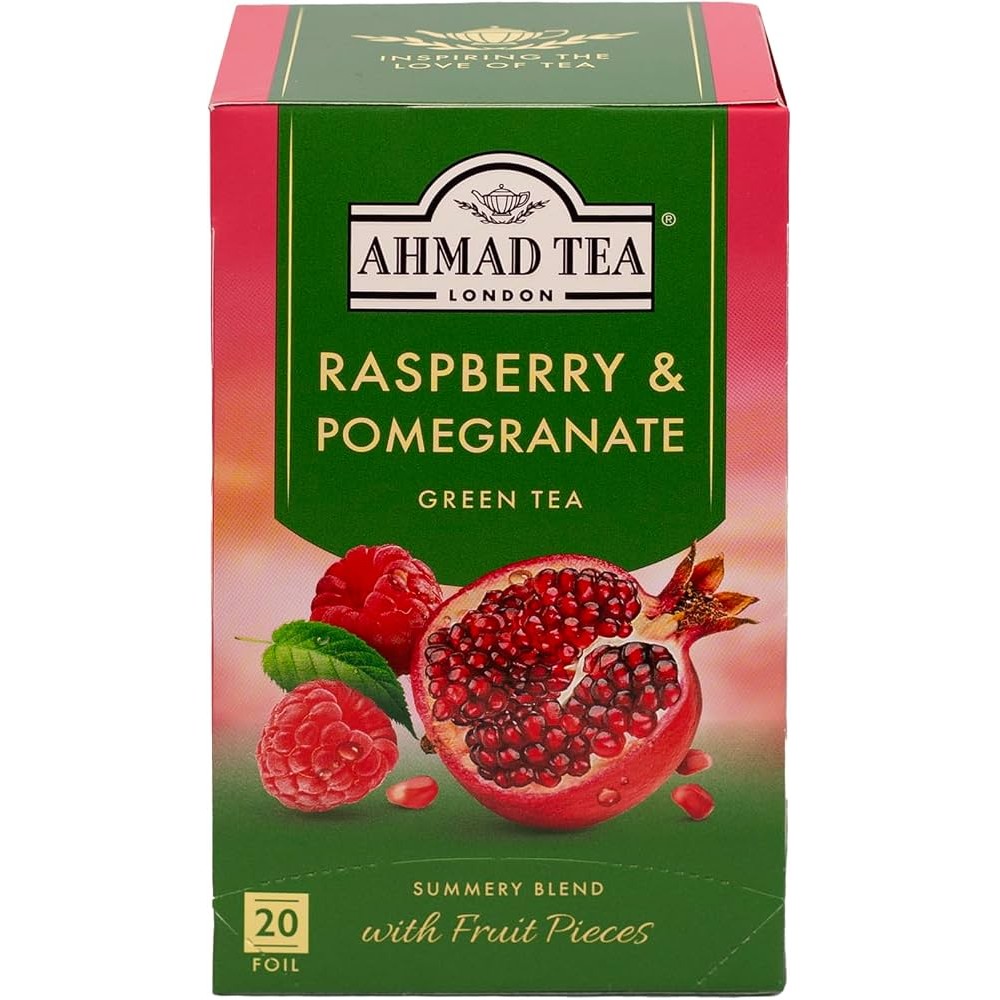 Ahmad Raspberry & Pomegranate Flavoured Green Tea With Fruit Pieces 20 BAG