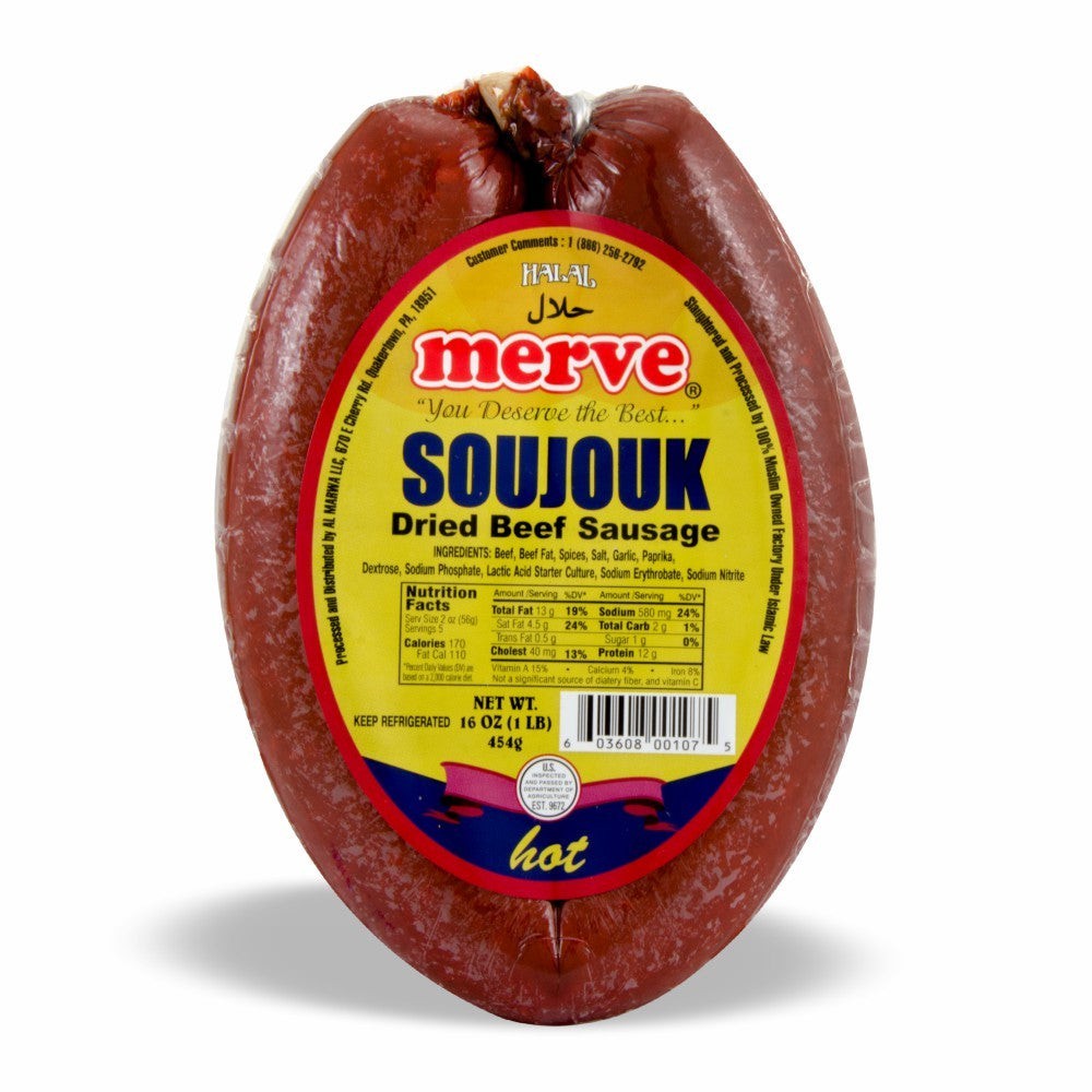 MERVE BEEF SOUJOUK ROUND HOT 1 LBS