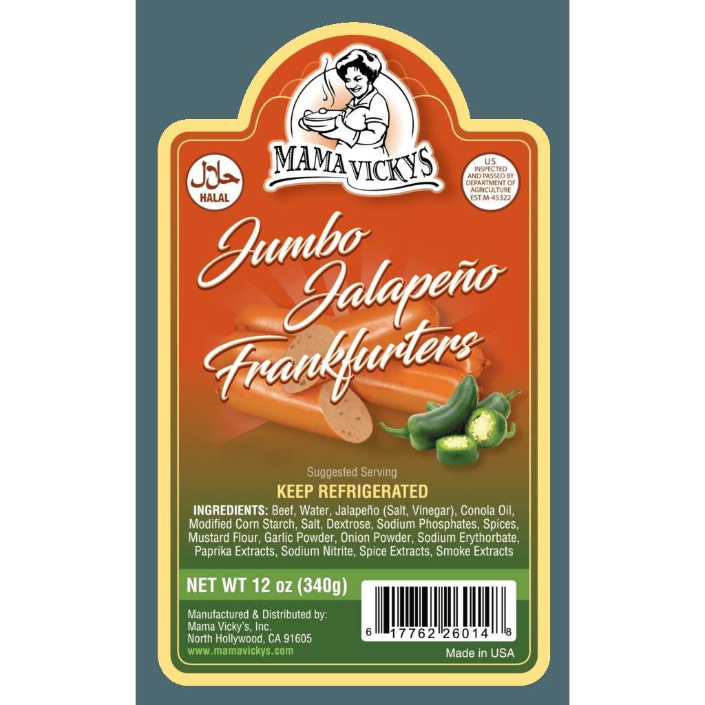 MAMA VICKYS JALAPENO FRANKFURTERS JUMBO 12 OZ