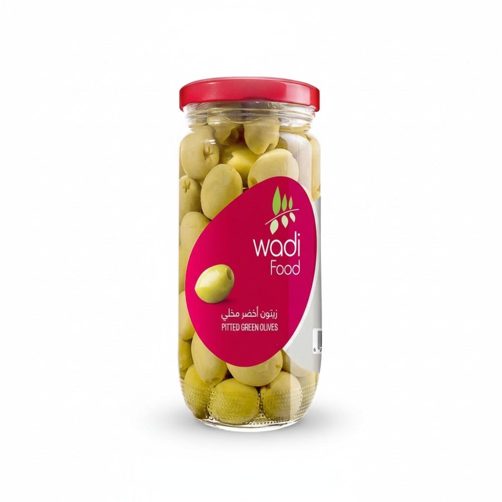 WADI FOOD GREEN OLIVES PITED 155 GM