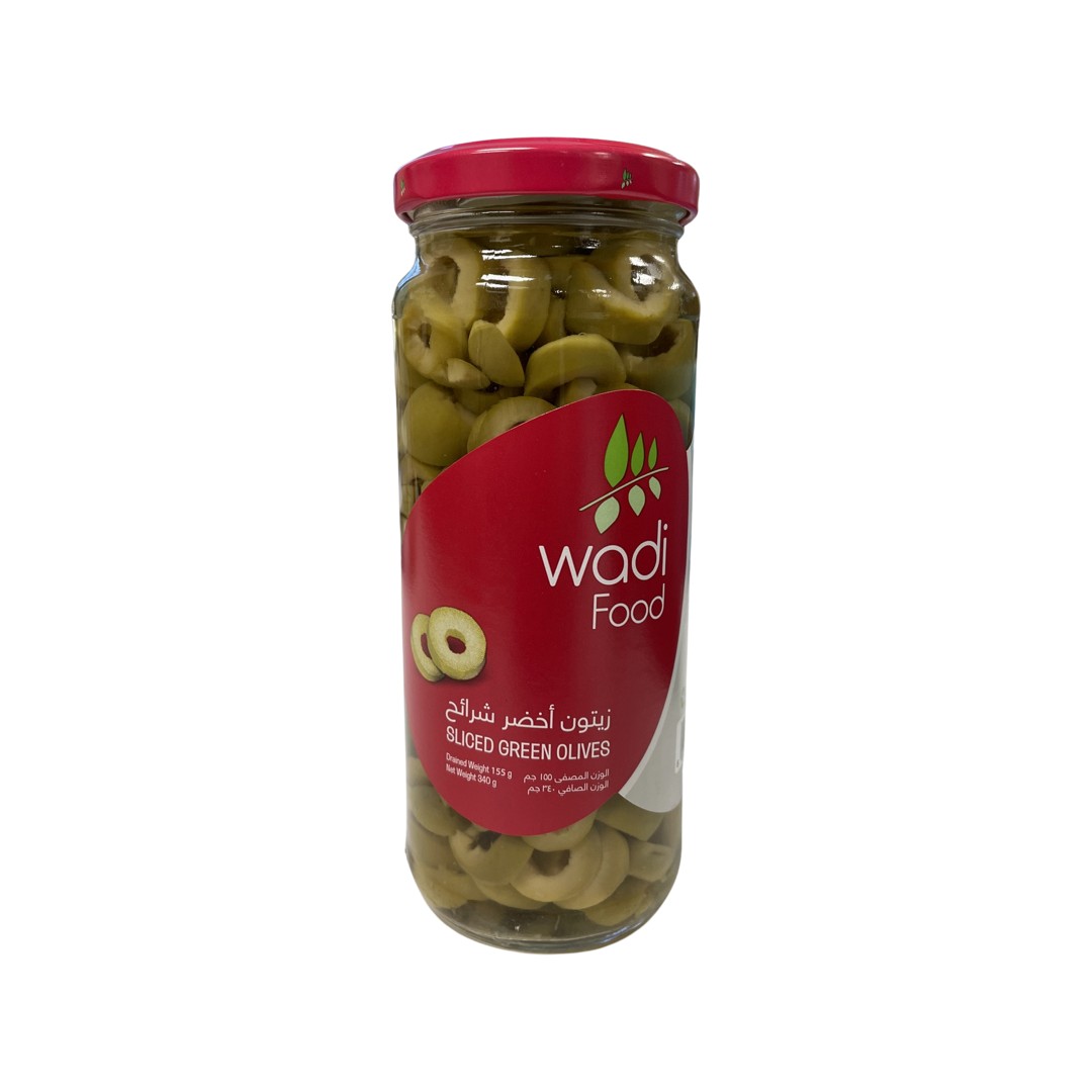 WADI FOOD SLICED GREEN OLIVES 155 GM