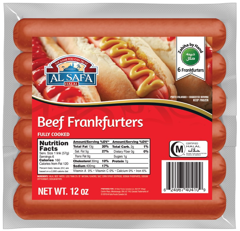 AlSafa Beef Frankfurter 12 OZ