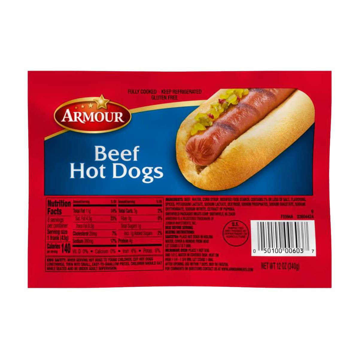AL SAFA BEEF HOT DOGS 8 PCS 12.6 OZ