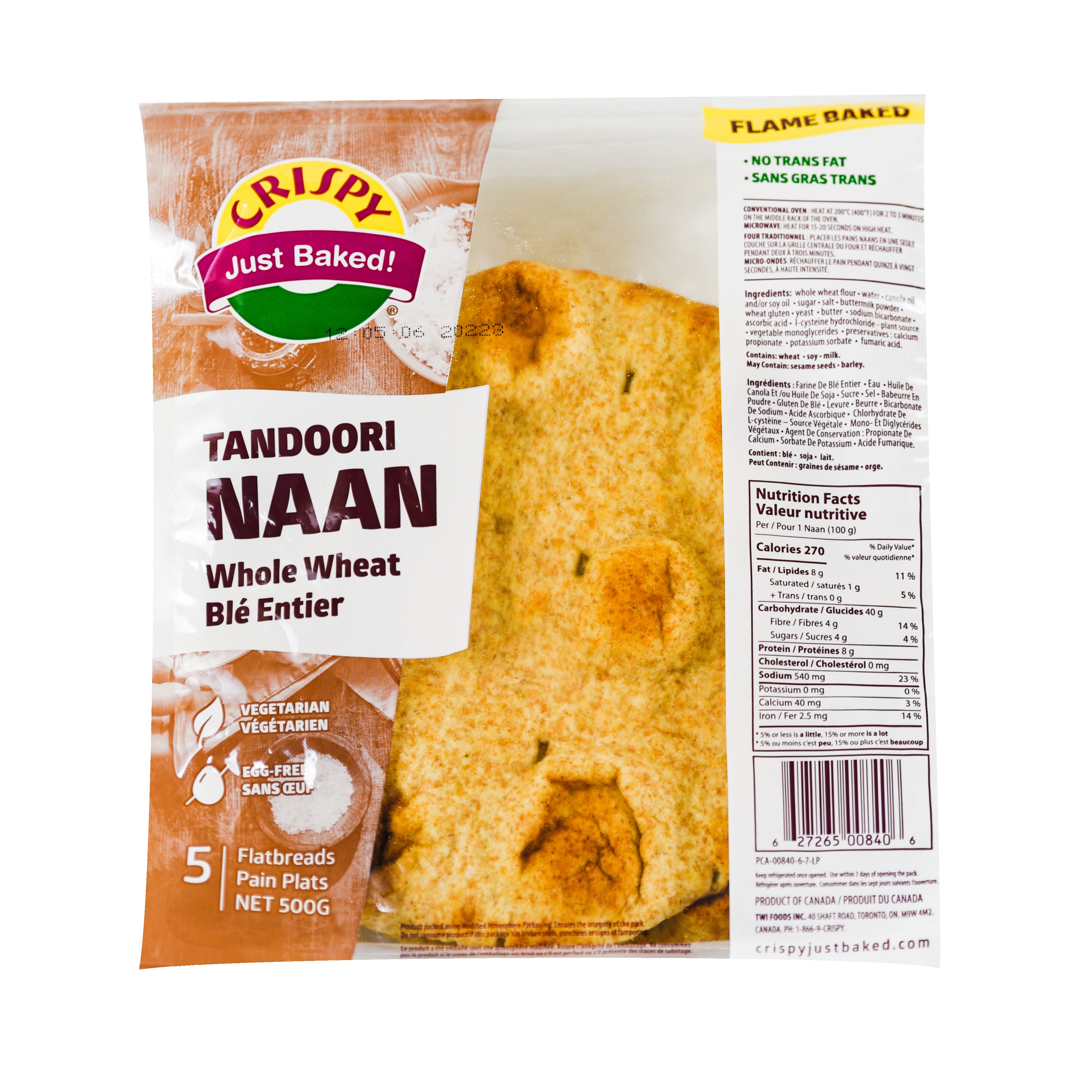 CRISPY TANDOORI NAAN WHOLE WHEAT 5 Each