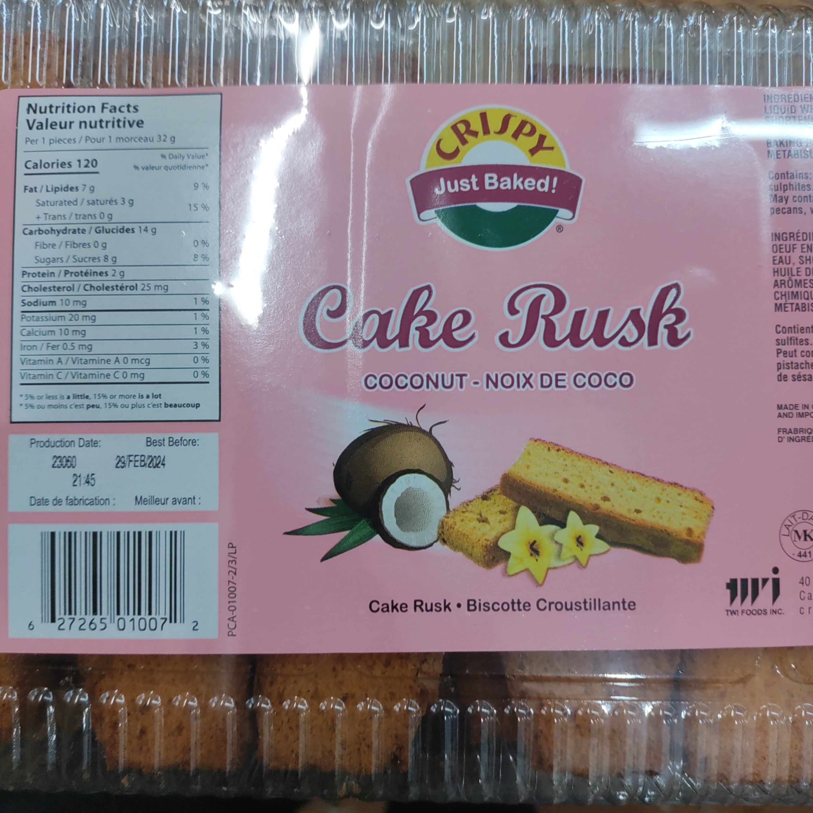 TWI CAKE RUSK COCONUT 650 GM
