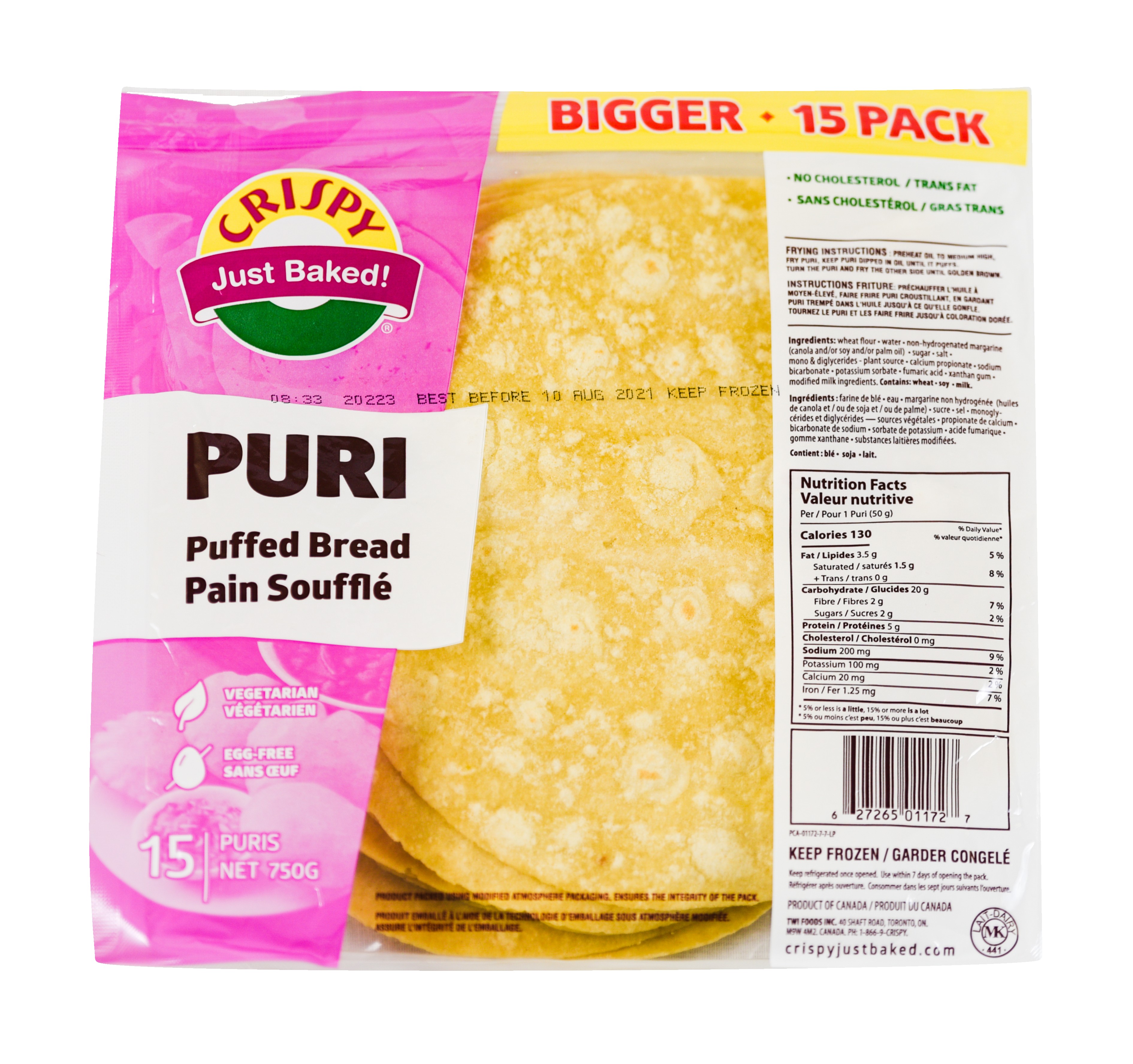Crisp Just Baked Puri Puffed Bread 1 PACK