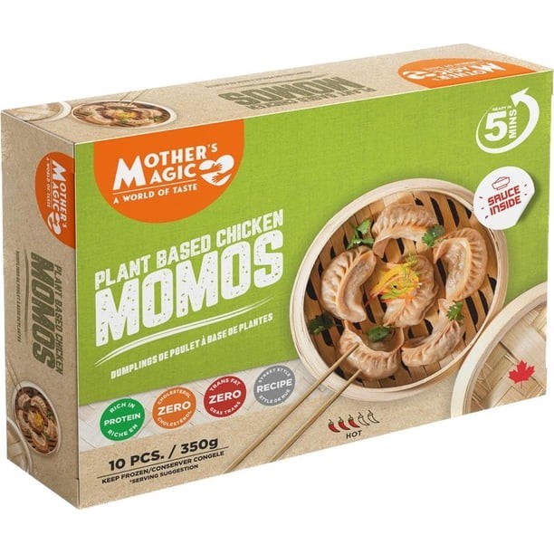 Mothers Magic Plant Based Chicken Momos Hot  10 PCS