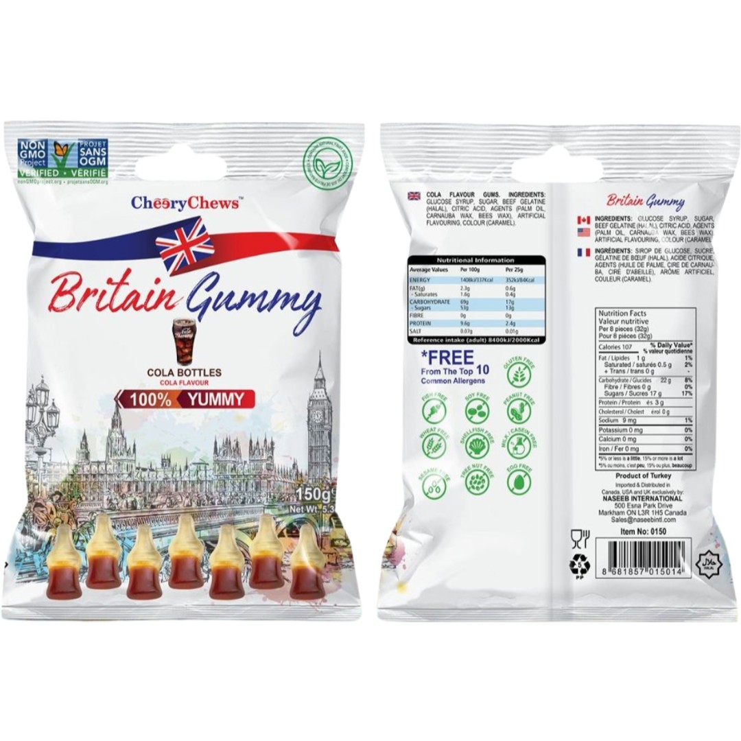Britain Gummy Cola Bottles 150 GM
