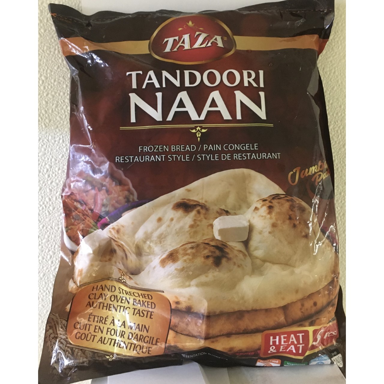Taza Oven Baked White Tandoori Naan 8 PCS