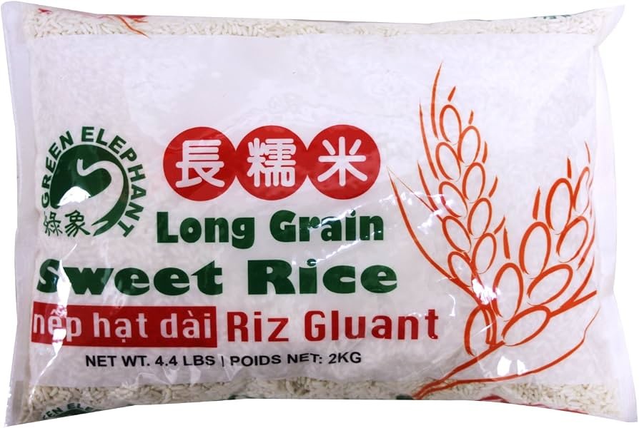Green Elephant Thai Pure White (Glutinous) Long Grain Sweet Rice 4.4 LBS