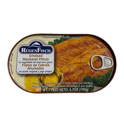 RUGEN SMKD MACKEREL IN VEGOIL 0.42 Lbs