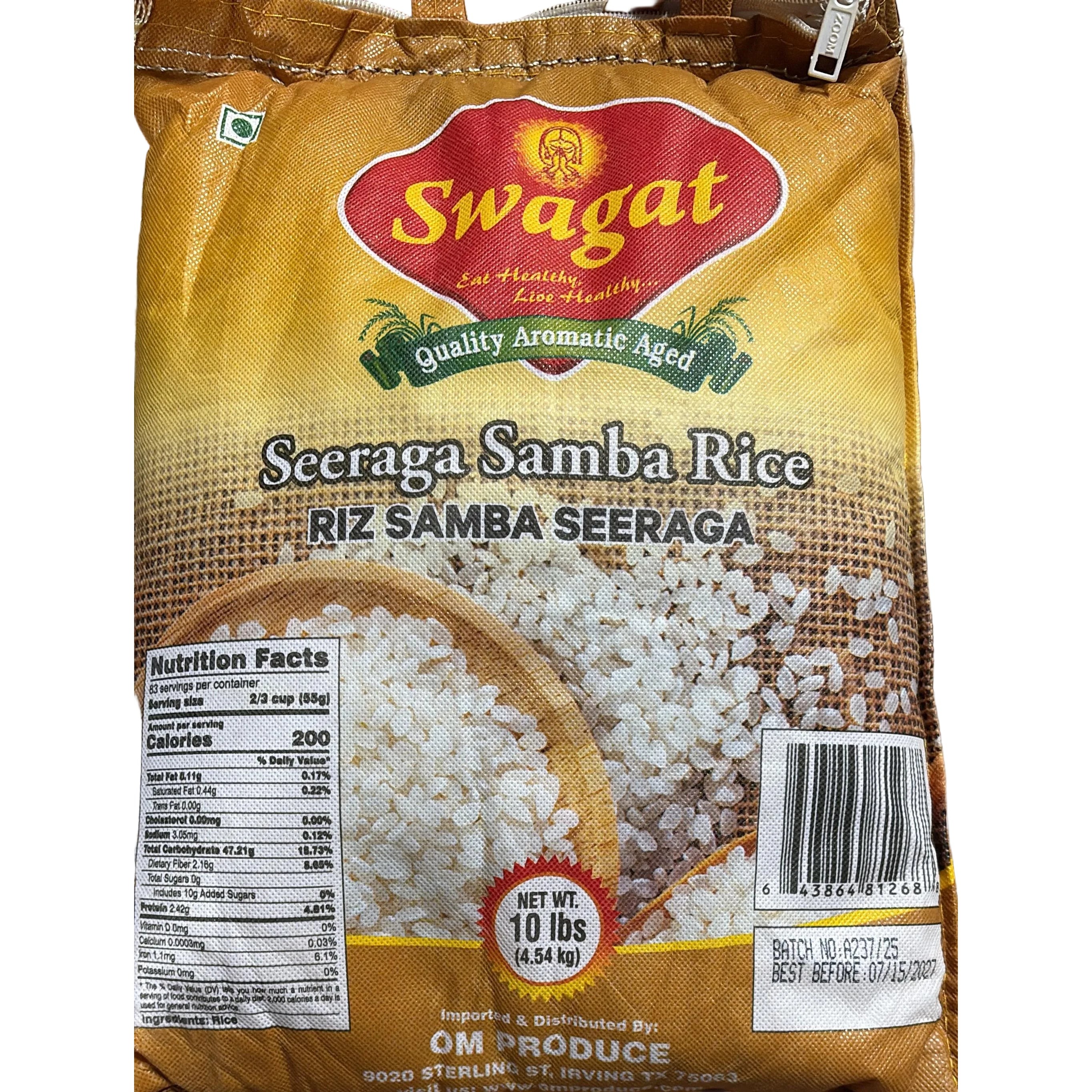 SWAGAT SEERAGA SAMBA RICE 10 LBS