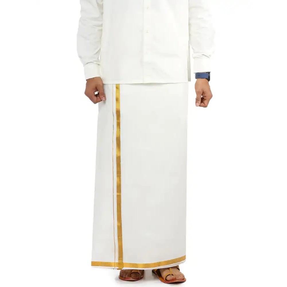 Shree Dhoti Cream With Golden Border 1 COUNT