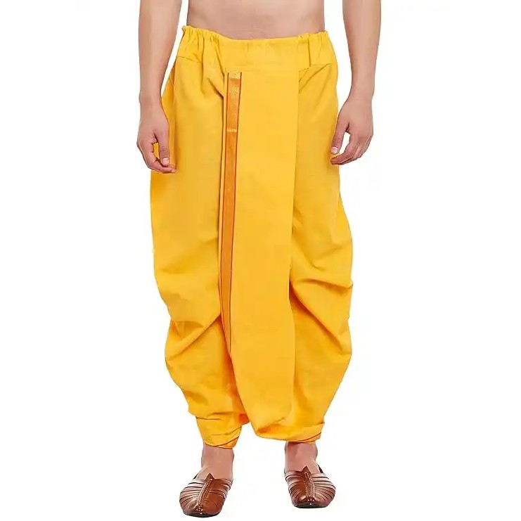 Shree Dhoti Yellow With Golden Border 1 COUNT