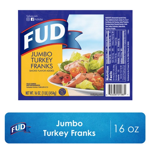 FUD JUMBO TURKEY FRANKS 1 LB. 16 OZ