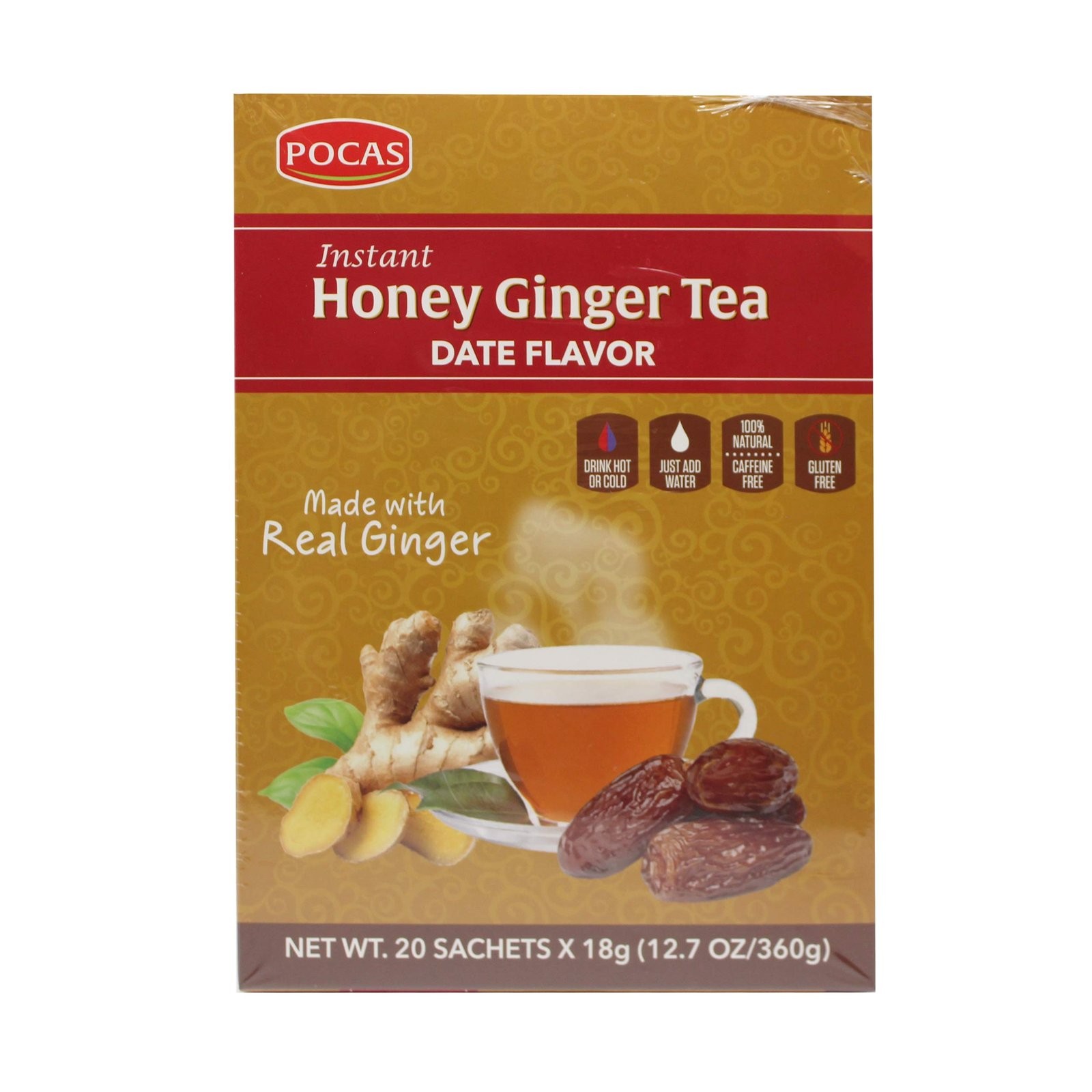 POCAS HONEY GINGER TEA DATE 20 Pack      1 OZ