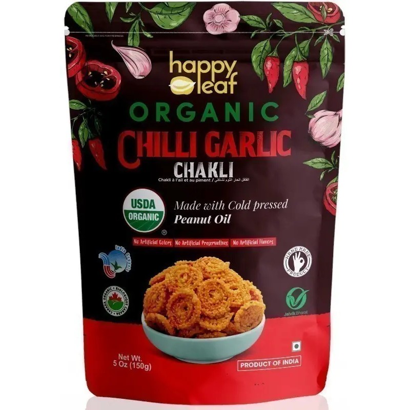 ORGANIC CHILLI GARLIC CHEKODILU AHA SNACKS 150 GM