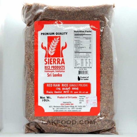 Sierra Sri Lanka Red Raw Rice Single Polish 10 LBS