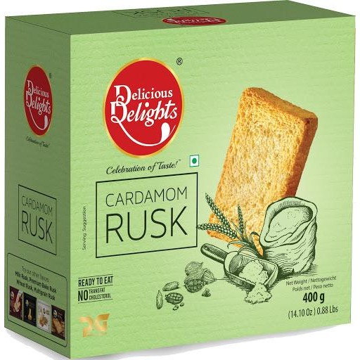 DELICIOUS DELIGHTS CARDAMOM RUSK 400 GM