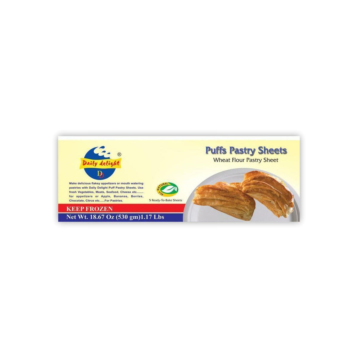 DAILY DELIGHT PUFF PASTRY SHEETS 530 GM