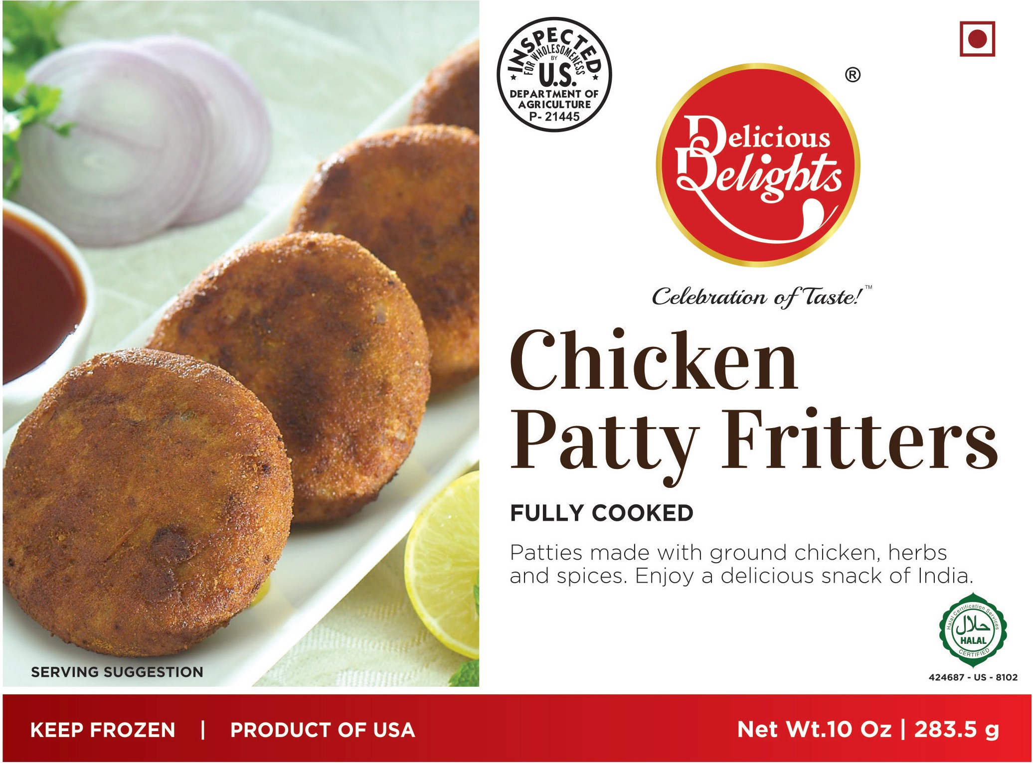 DELICIOUS DELIGHTS CHICKEN PATTY FRITTERS 10 OZ