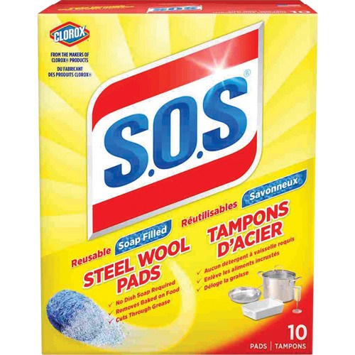 SOS STEEL WOOL PADS  10 PCS