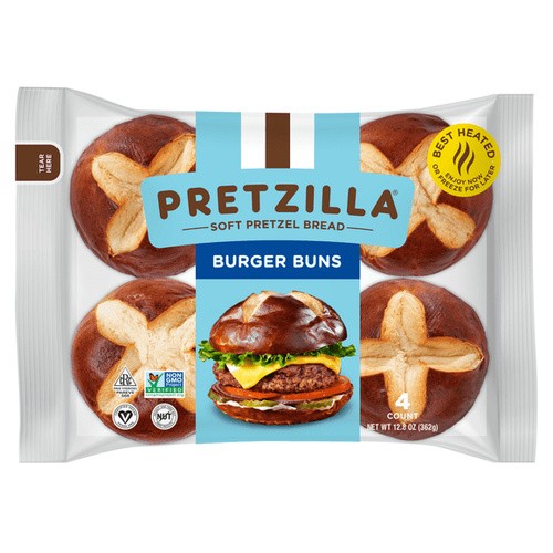 PRETZILLA BURGER BUNS 4CT                12.8 OZ