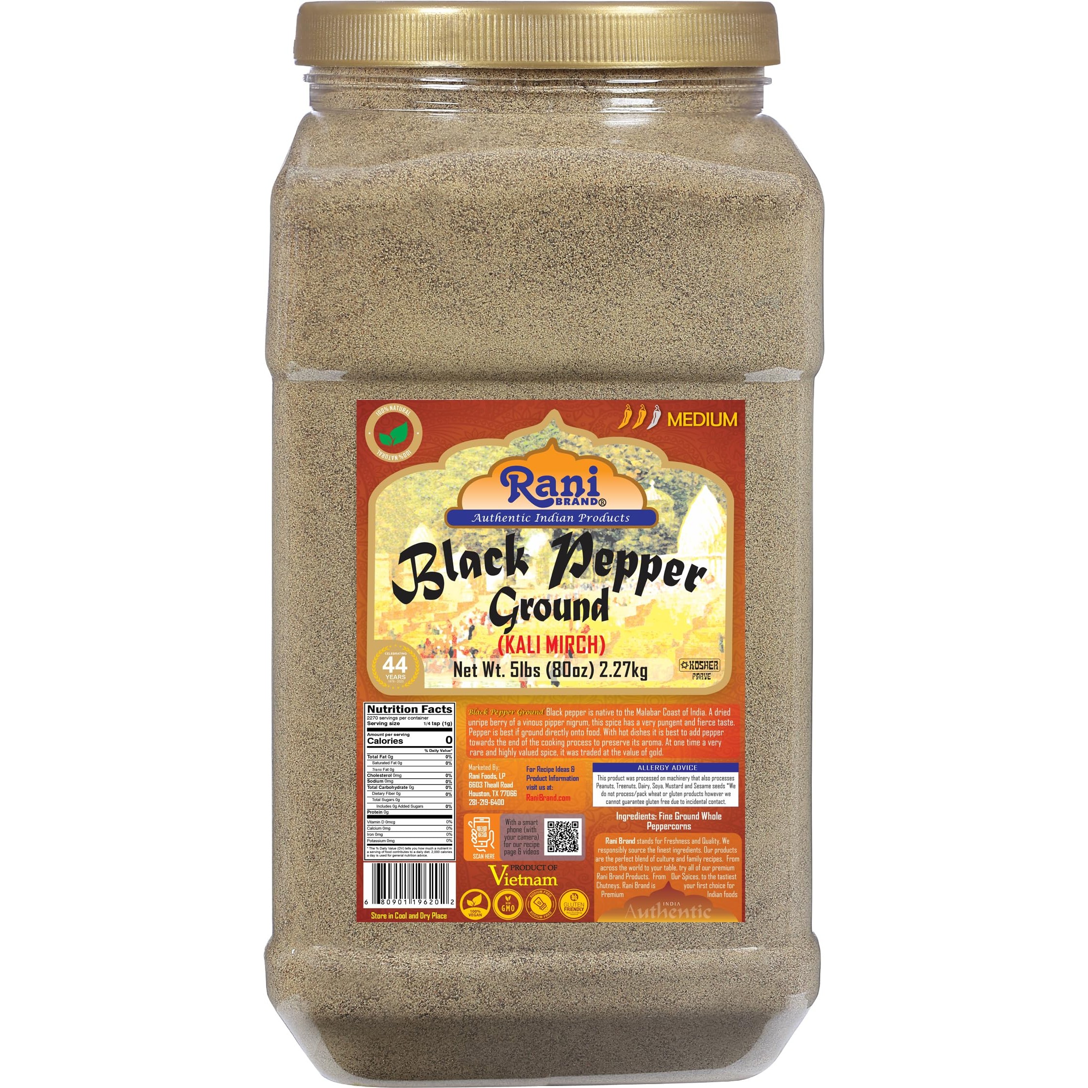 Rani Black Pepper Powder C 5 LBS