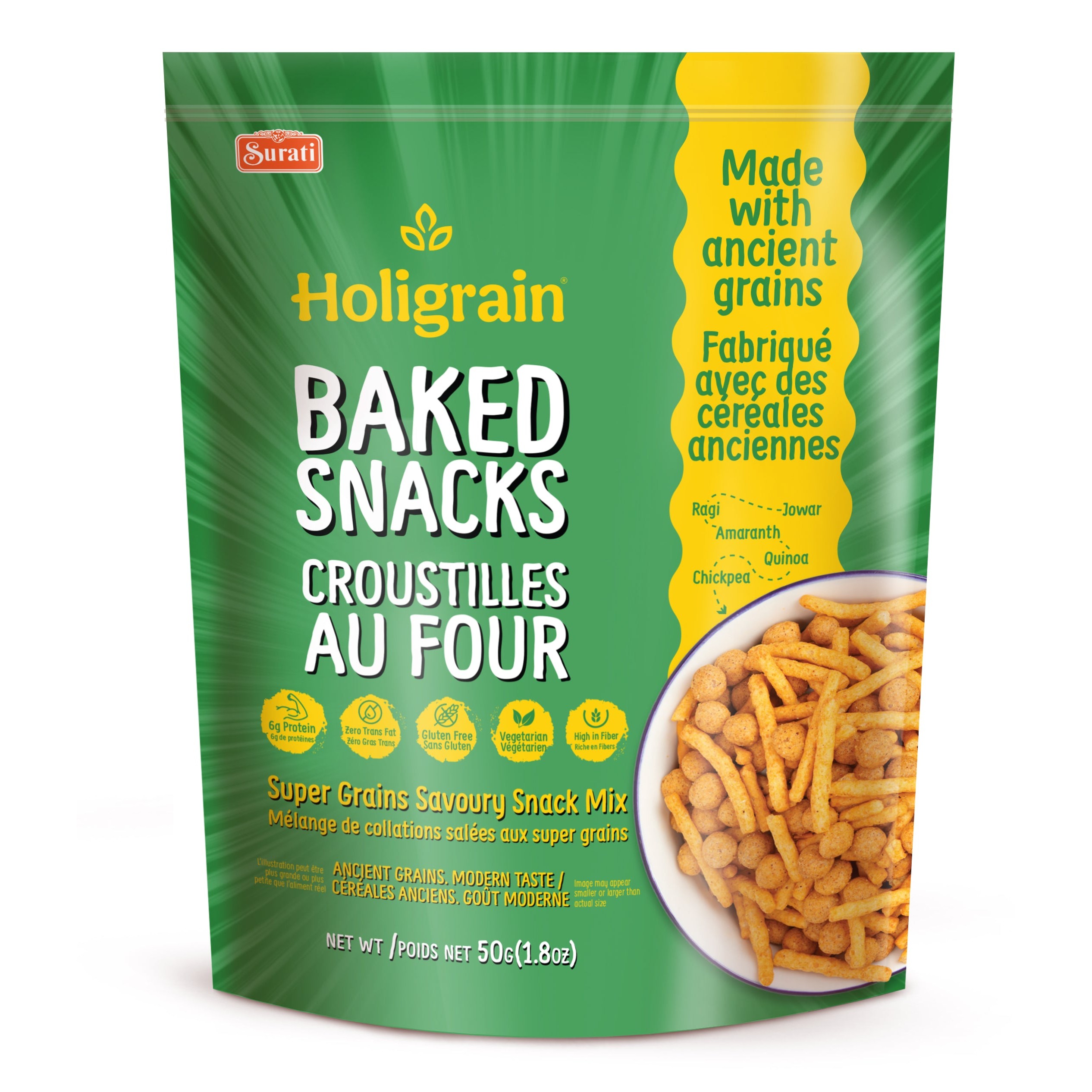 BAKED SNACKS SUPER GRAINS SAVOURY SNACK MIX SURATI 50 GM