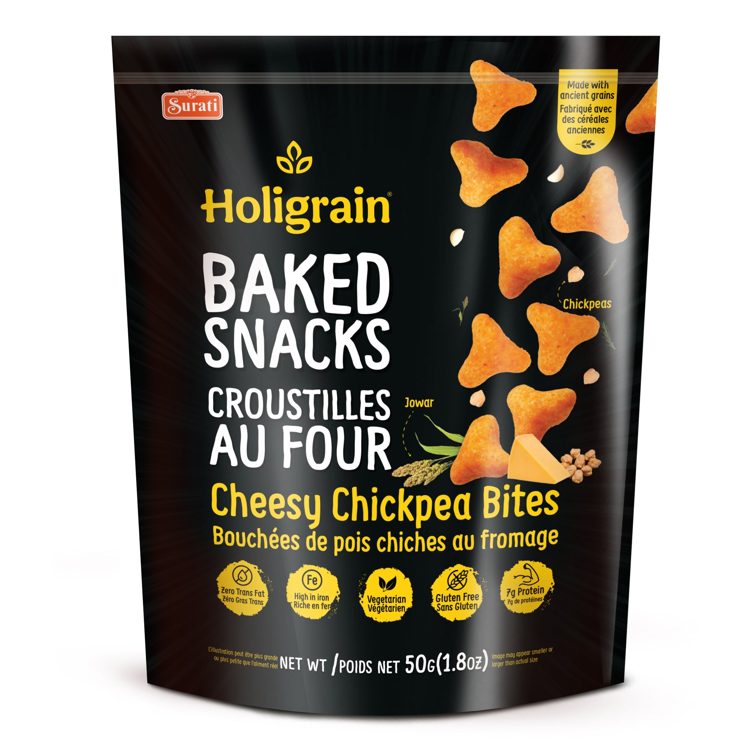BAKED SNACKS CHEESY CHICKPEA BITES SURATI 50 GM