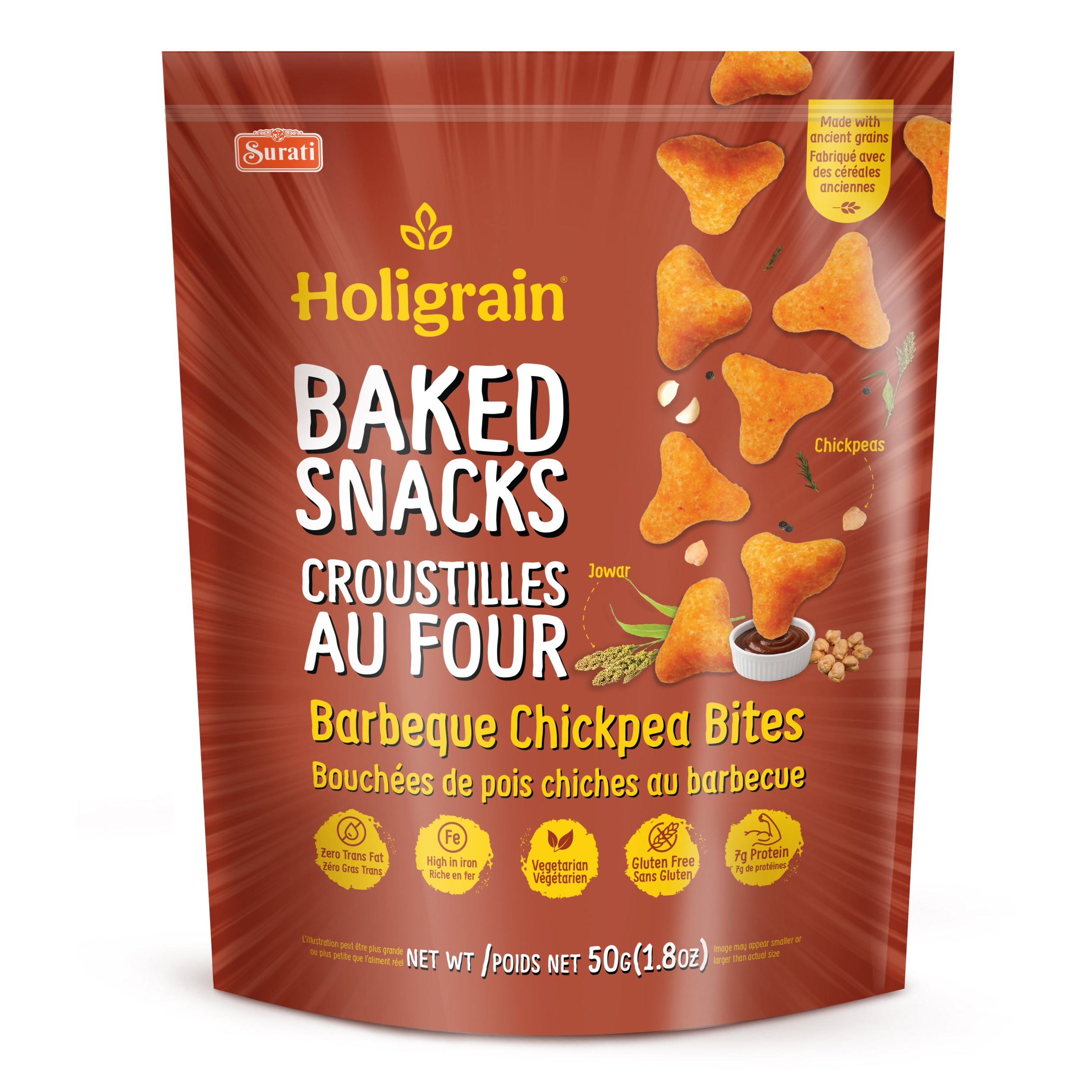 BAKED SNACKS BBQ CHICKPEA BITES SURATI 50 GM