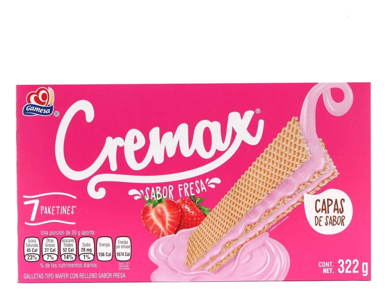 Gamesa Cremax Strawberry Wafers 10.8 OZ