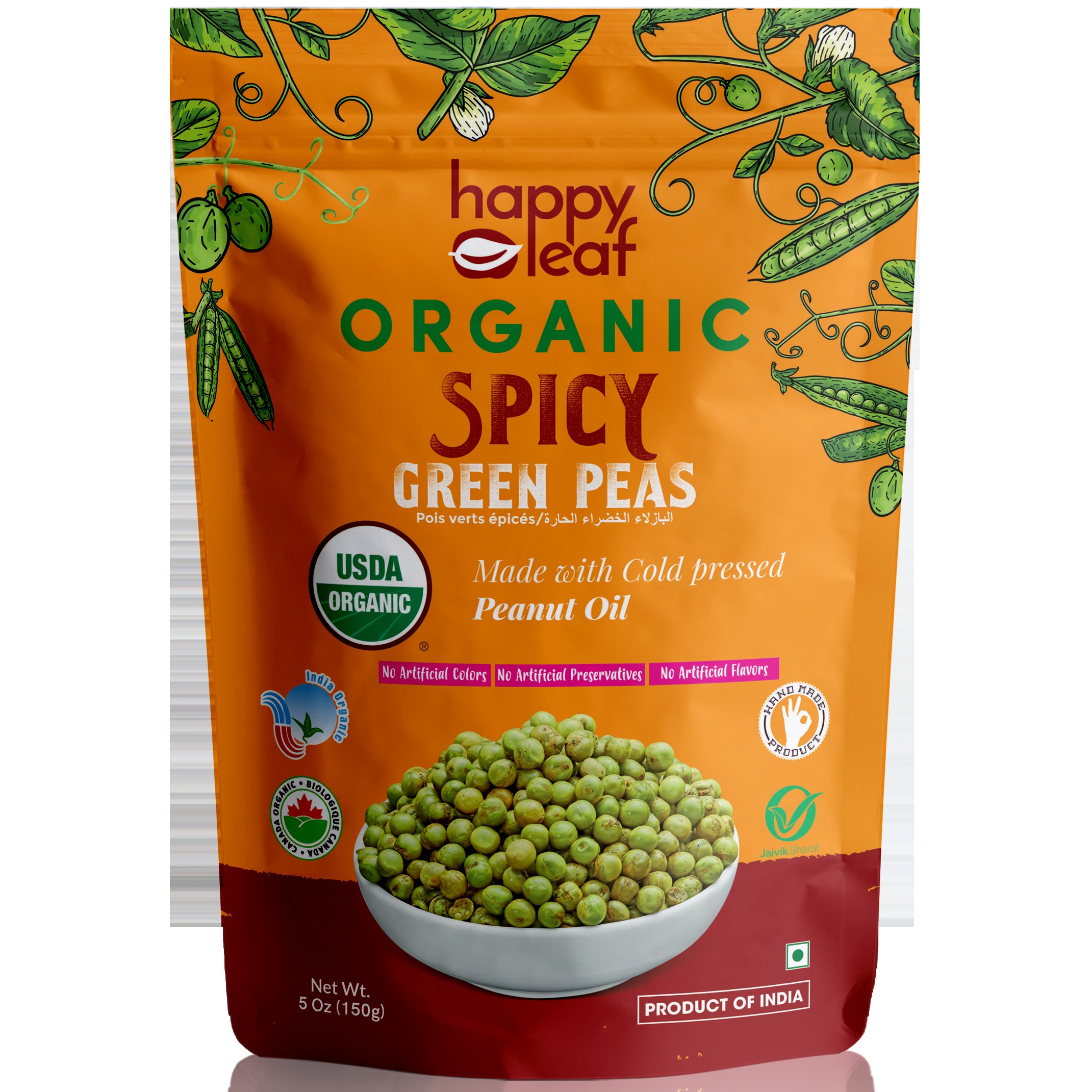 SPICY GREEN PEAS HAPPY LEAFS 170 GM