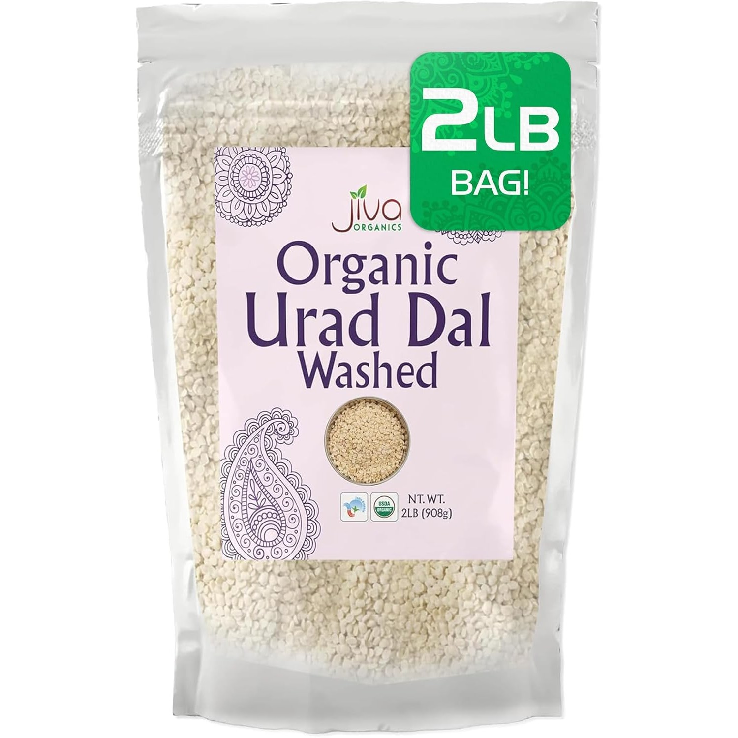 Jiva Organic Washed Urad Dal 2 LBS