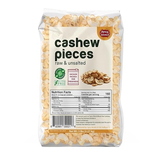 Spicy World Cashew Pieces 5 LBS