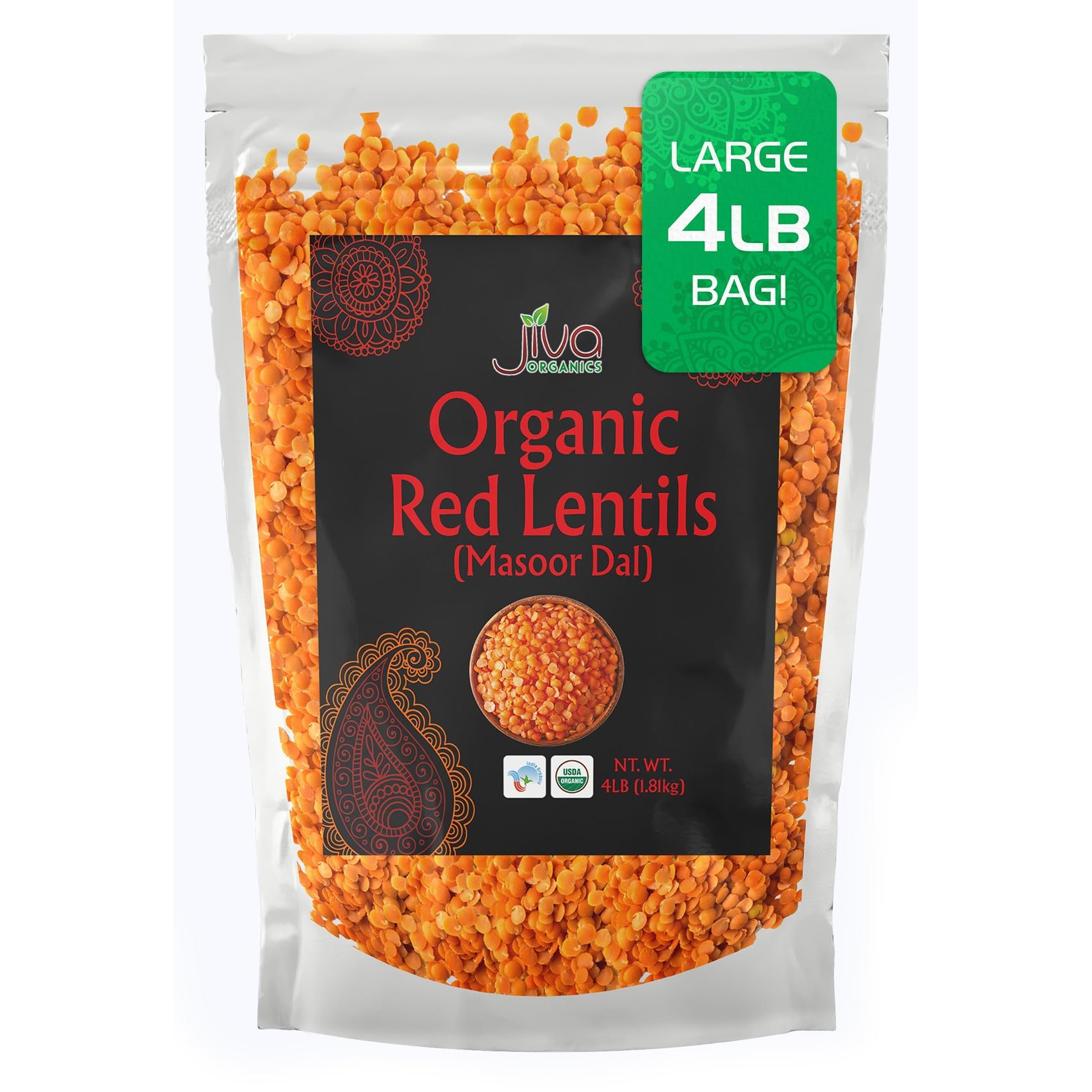 Jiva Org Masoor Dal 4 LBS
