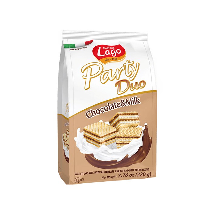 LAGO CHOCOLATE AND MILK MINI PARTY WAFERS 220 GM
