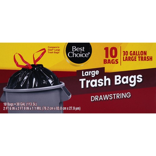 BEST CHOICE TRASH BAGS 30 GAL.           10 COUNT