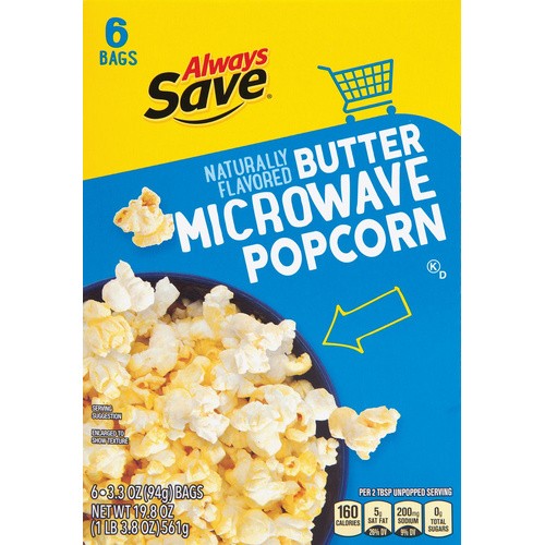 ALWAYS SAVE BUTTER MICROWAVE POPCORN 19.8 OZ