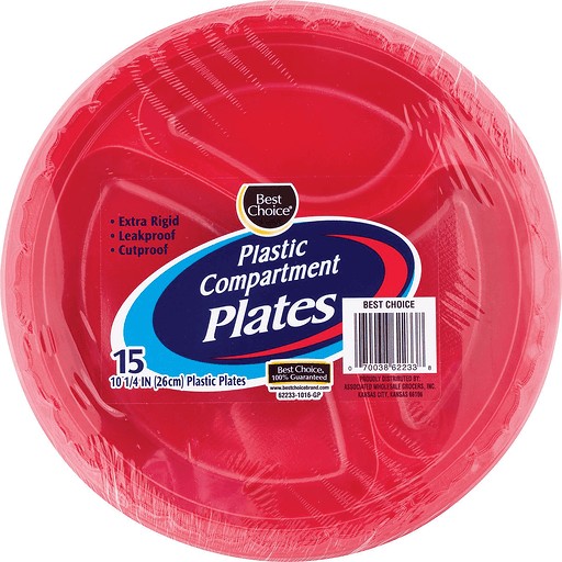 BST CH RED COMPARTMENT PLATES            15 COUNT