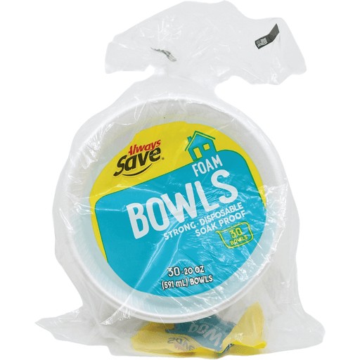 ALWAYS SAVE FOAM BOWLS 20oz.             30 COUNT