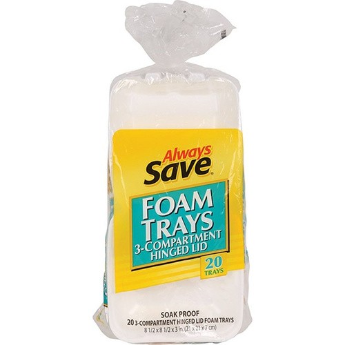 ALWAYS SAVE COMPARTMENT FOAM TRAYS       20 COUNT