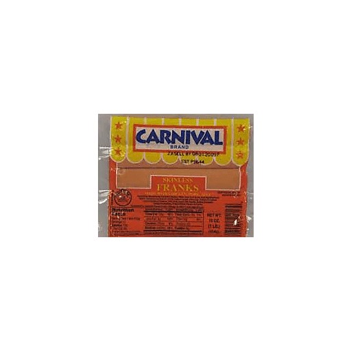CARNIVAL SKINLESS FRANKS 10 PACK         1 LBS