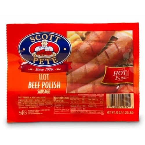 SCOTT PETE HOT BEEF PIOLISH SAUSAGE 20 OZ