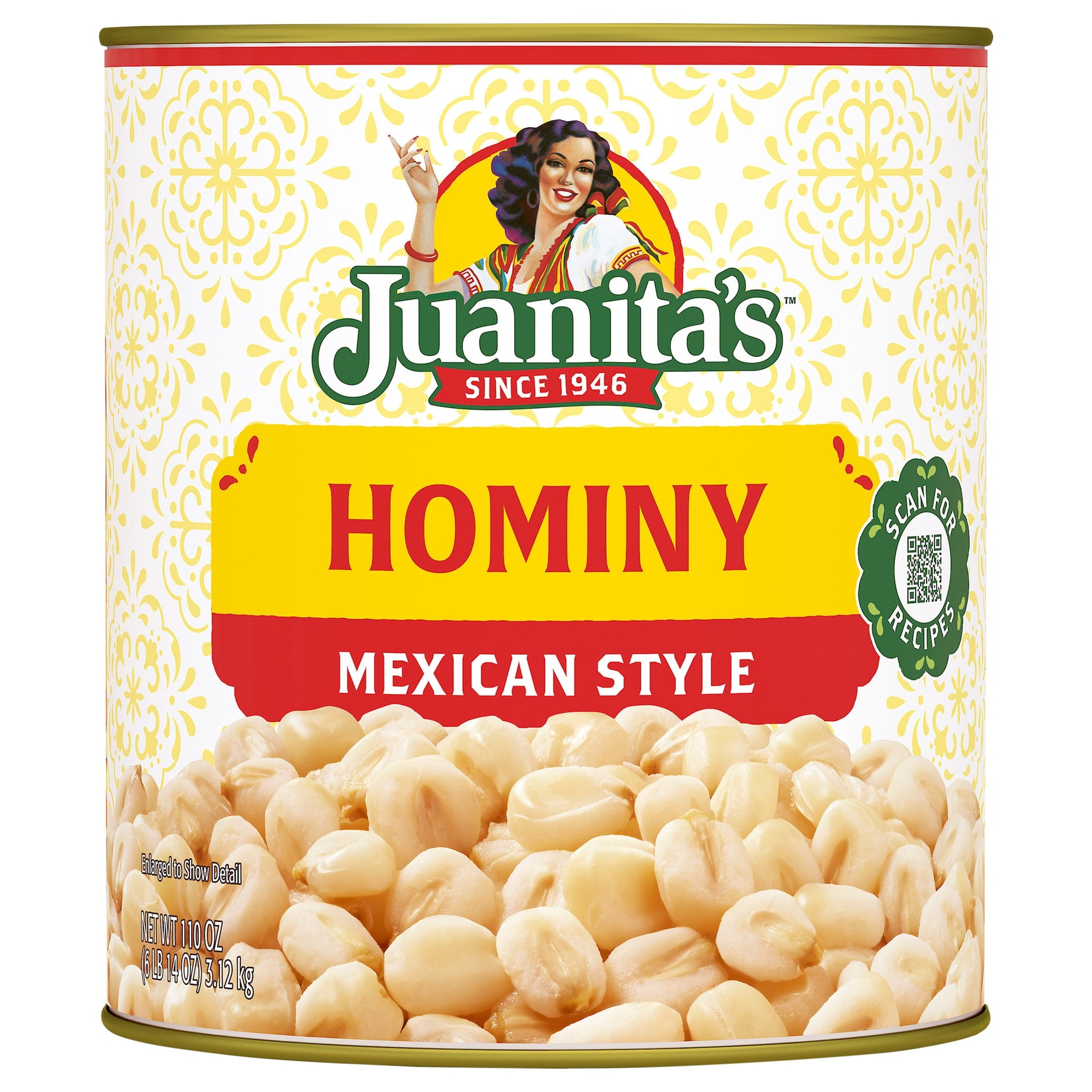 JUANITAS HOMINY MAXICAN STYLE 110 OZ