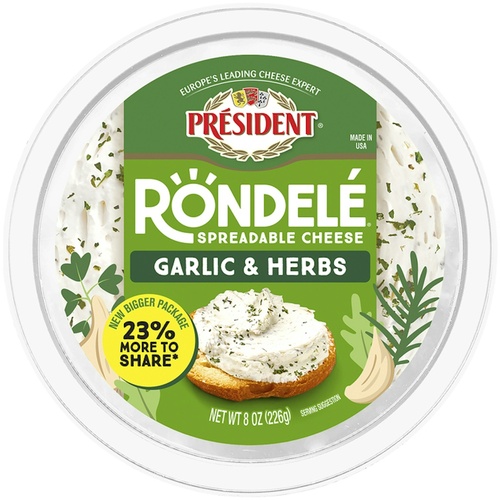 PRESIDENT RONDELE CHEESE GARLIC&HERB     8 OZ
