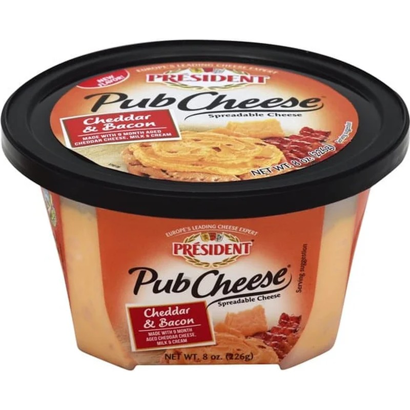 PRESIDENT PUB CHEESE CHEDDAR BACON       8 LBS