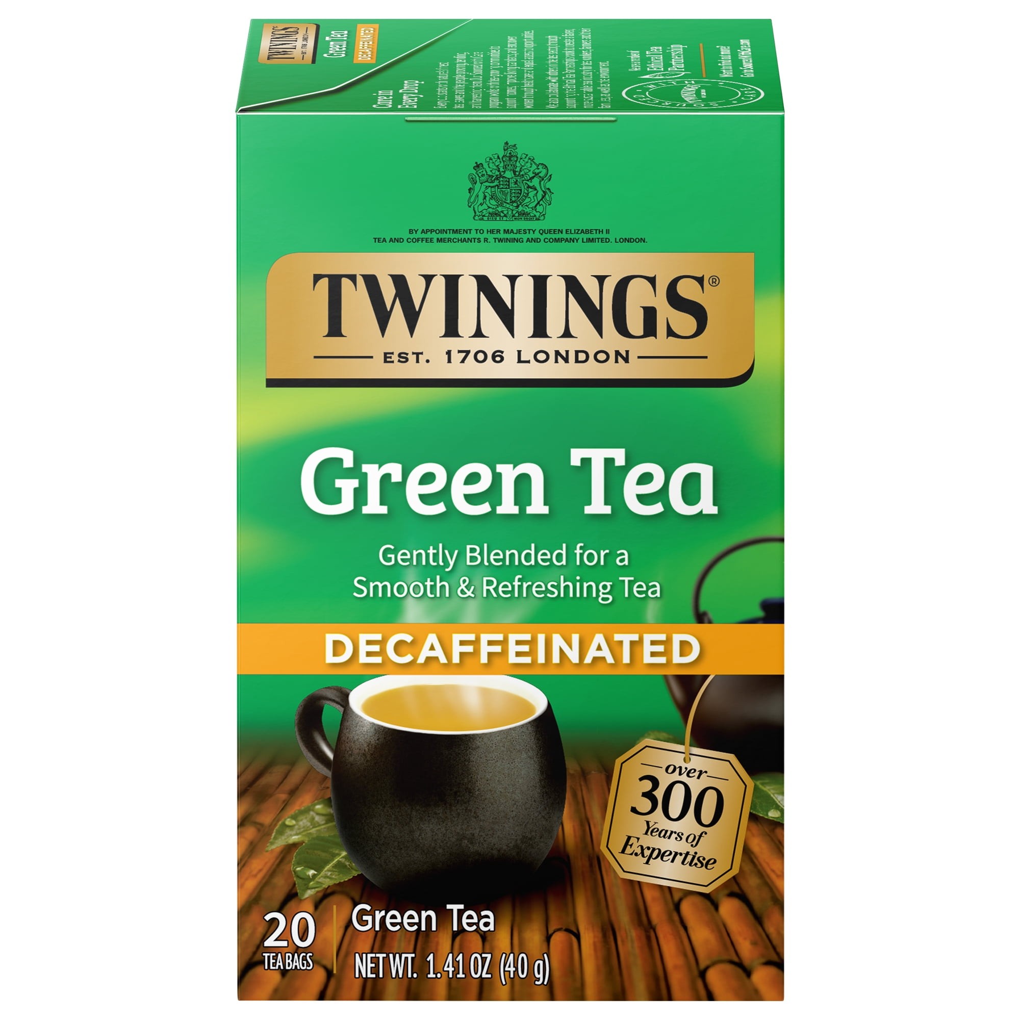 TWINNING GREEN TEA DECAFFENATED 20 BAGS