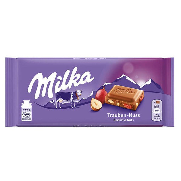MILKA RAISIN & HAZELNUT TRAUBEN NUSS 100 GM