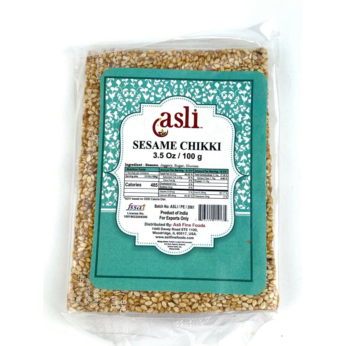 ASLI TIL CHIKKI SESAME SQUARE 3.5 OZ